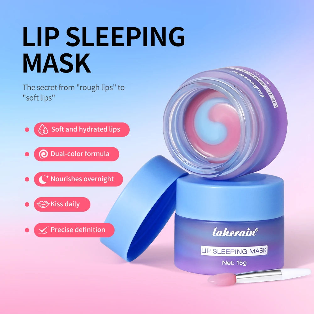 Nourishing Lip Mask Hydrating Dry Cracked Lips Skin Care Makeup Overnight Dual-Color Lip Balm for Reduce Lip Lines Cosmetics