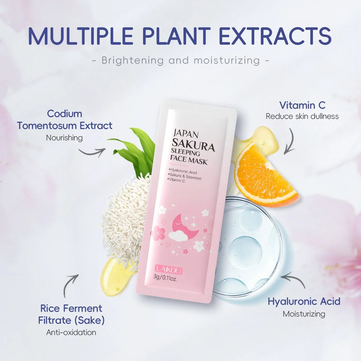 10/20 PCS LAIKOU Moisturizing Facial Mask Hydrating Sleeping Face Sheet Masks Repairing & Nourishing Night Face Mask Skin Care