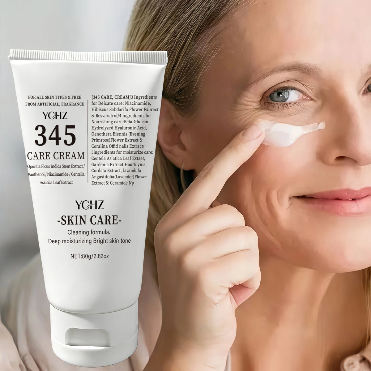 345 Face Cream - Night Cream, Reduces Fine Lines and Dark Spots, Alcohol-Free, Suitable for Mildly Sensitive and Large-Pore Skin, Suitable for All Skin Types, Deeply Nourishing and Intensely Hydrating