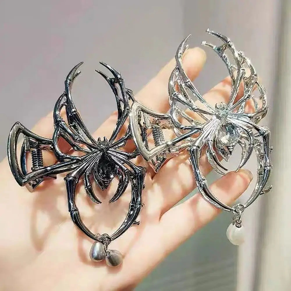 Spider Hair Claw Hairpin Clip Pearl Rhinestone Metal Shark Clip Headdress Headwear Hair Accessories Styling Tools