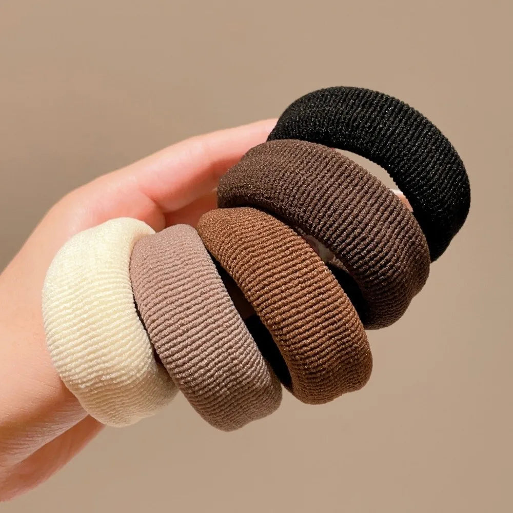 5PCS Durable Mix Color Hair Ties Bold Thickened Styling Decoration Scrunchies High Elasticity Hair Rope for Women Girls