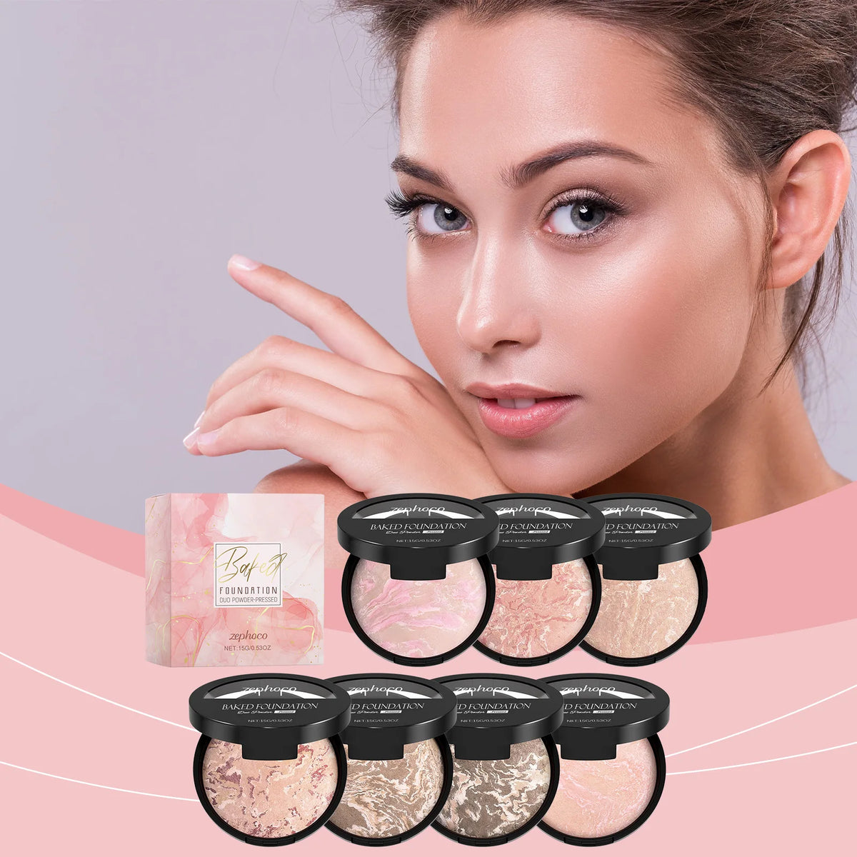 Zephoco New Makeup Powder Palette Series Matte Highlight Shimmer Contouring Shadow Pearly Shiny Natural Glitter Makeup Palettes
