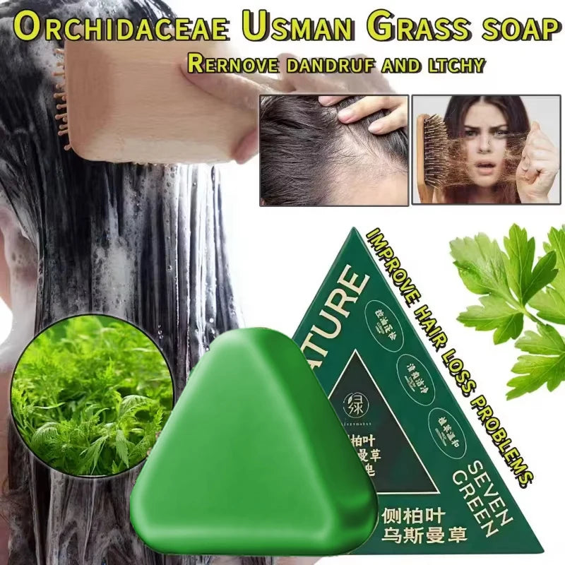 Natural Herbal Shampoo Soap Usman Grass Handmade Soap Hair Oil Control Refreshing Fluffy Sooth Nourish Hair Care For Men Women