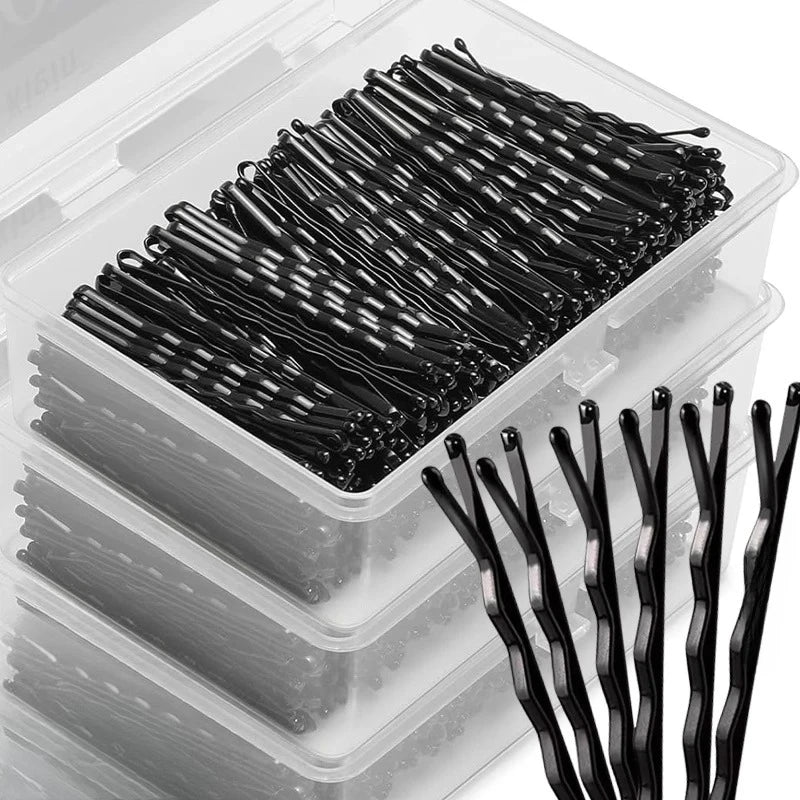50-600pcs Black Pins Non-Slip Hairpins for Women Durable Metal Straight Line Hair Clips,Secure Hold for Daily Styling Curly Hair