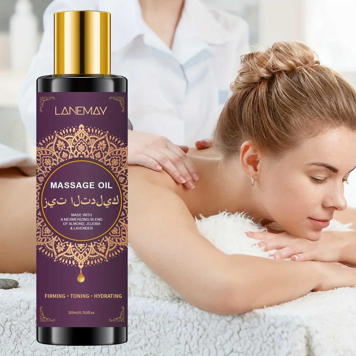 Hyaluronic Acid Lavender Massage Oil for Couples Quick Absorb Enhances Skin Elasticity No Greasy Residue Freshens Moisturizes
