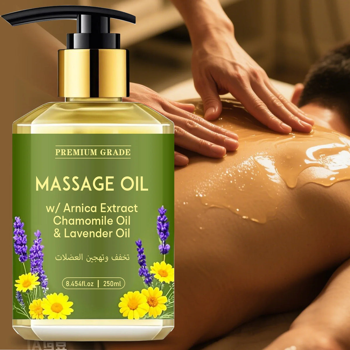 Chamomile and Lavender Essential Oil Massage Oil Nourishes the Skin, Relaxes the Mind and Relieves Muscle Tension 250ml