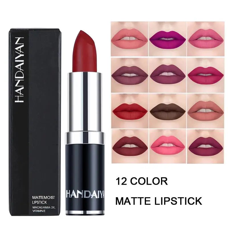 12 Colors Matte Lipstick Long Lasting High Pigment Velvet Soft Full Coverage Lip Makeup Nude Red Sexy Women Beauty Cosmetics
