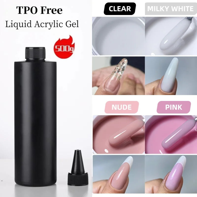 MSHARE 500g Liquid Acrylic Gel Acrygel TPO Hema Free Builder Nail Gel For Nails Extension Constuction Self Level Soak Off UV LED