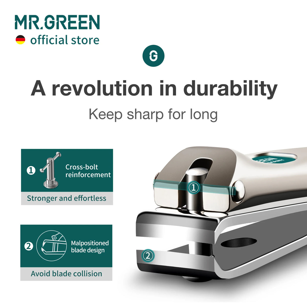 MR.GREEN Nail Clippers Stainless Steel Curved Blade Clipper Fingernail Scissors Cutter Manicure Tools Trimmer with Nail Files
