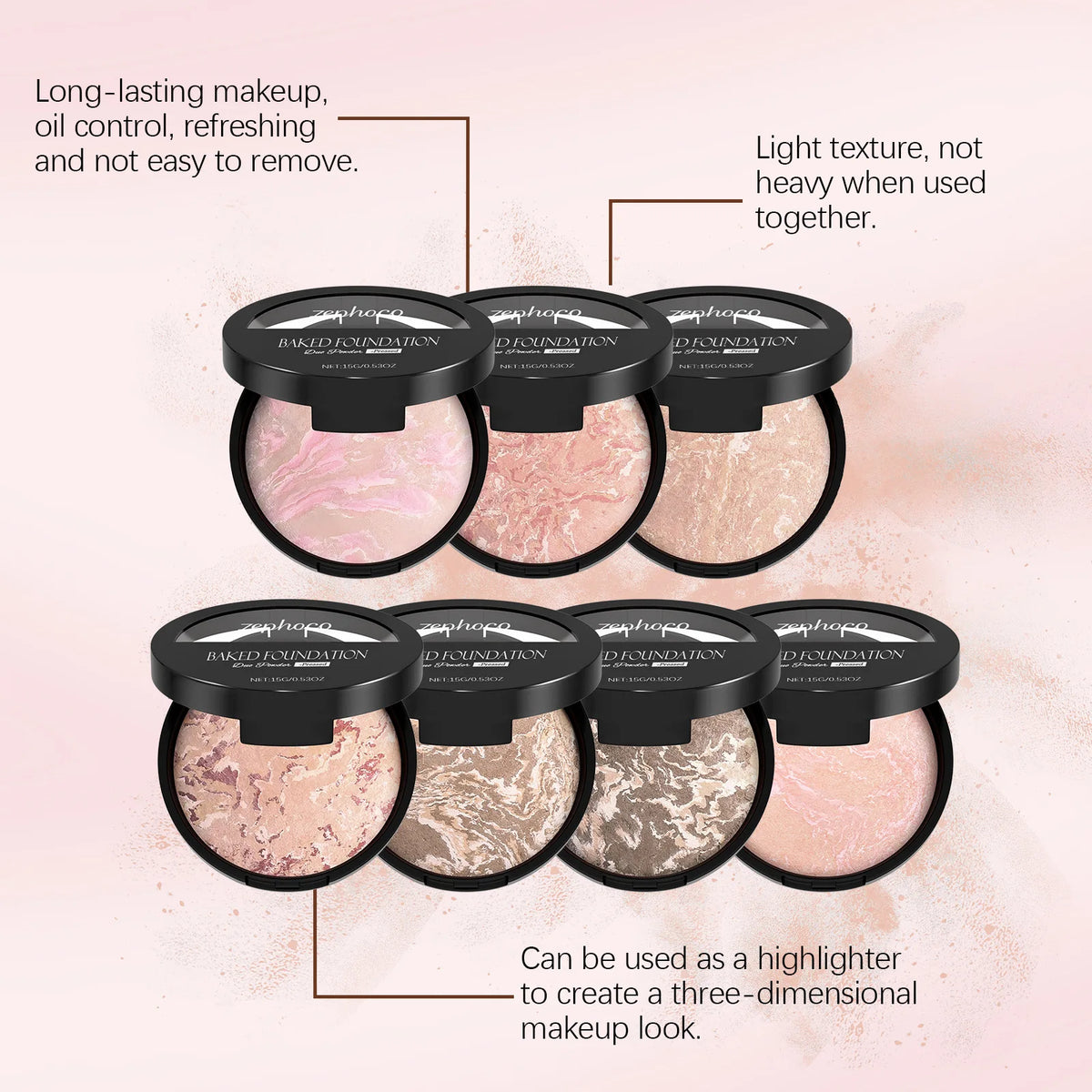 Zephoco New Makeup Powder Palette Series Matte Highlight Shimmer Contouring Shadow Pearly Shiny Natural Glitter Makeup Palettes