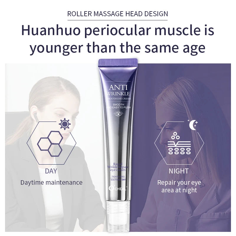 O'CHEAL 2Pcs Rollerball Massager Moisturizing Eye Cream Anti Dark Circle Firming Eye Cream Serum Hyaluronic Acid Eye Skin Care