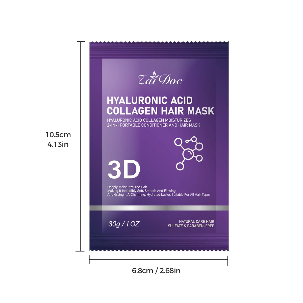 ZaiDoc 15Pcs Hyaluronic Acid Collagen Hair Mask Deep Moisturizing Smoothing Repair Damaged Hair 30g Each