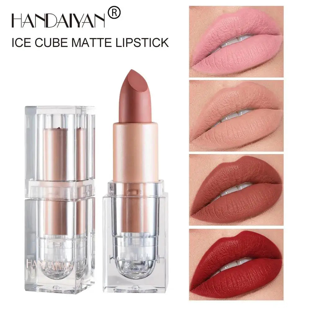 HANDAIYAN Matte Nude Lipstick Velvet Finish Long Lasting Waterproof Korean Beauty Cosmetic Makeup Gift for Women