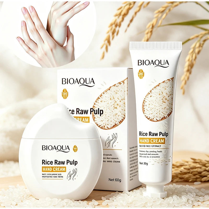 Rice Raw Pulp Hand Cream Natural Rice Extract Hand Lotion Daily Hand Care Cream Moisturizing Hand Balm Dry Hands Daily Skin Care
