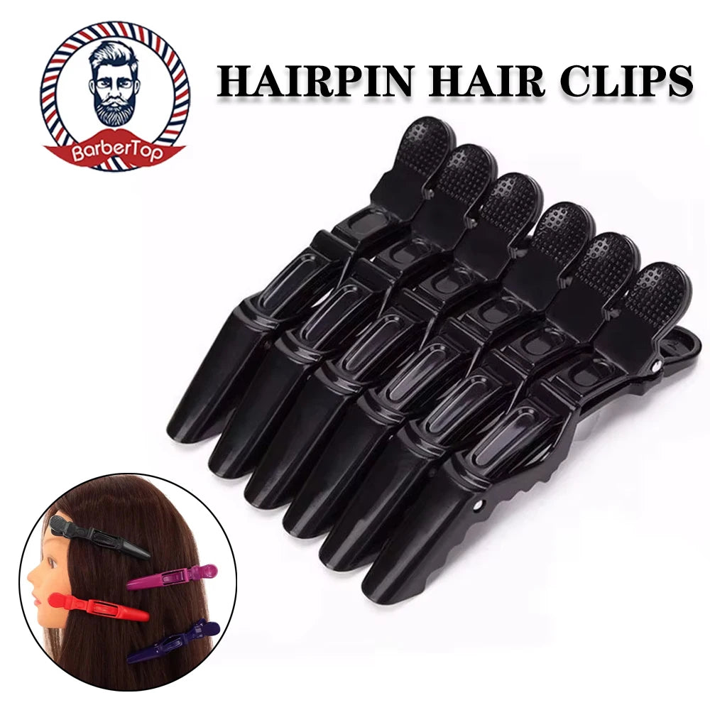 6Pcs Hairdressing Alligator Clip Salon Perm Hair Dye Plastic Hairpin Wig Clip Haircut Partition Styling Clip Supplies