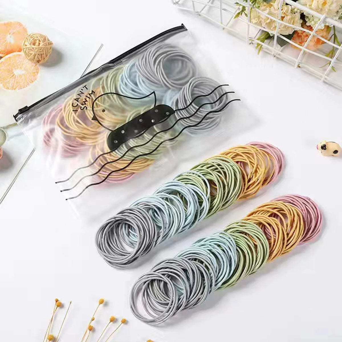 100PCS Hair Bands Hair Ties High-elastic Durable Elastic Tie Hair Accessories for Thick Curly Hair Styling