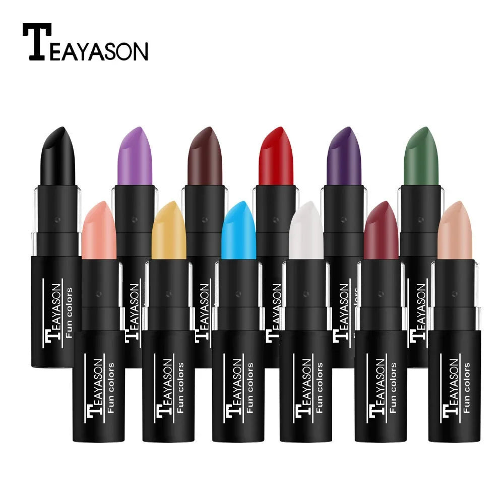 Waterproof Matte Lipstick Waterproof Lip Pigment Black Green Purple Lipstick Christmas Halloween Lip Makeup Tint Moisturizing
