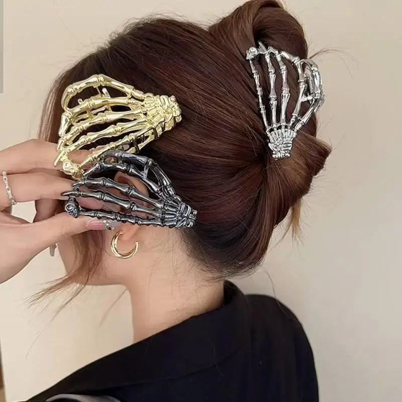 Skeleton Hand Hair Clip Gothic Claw Hair Claw Strong Hold Statement Styling for Party Daily Wear