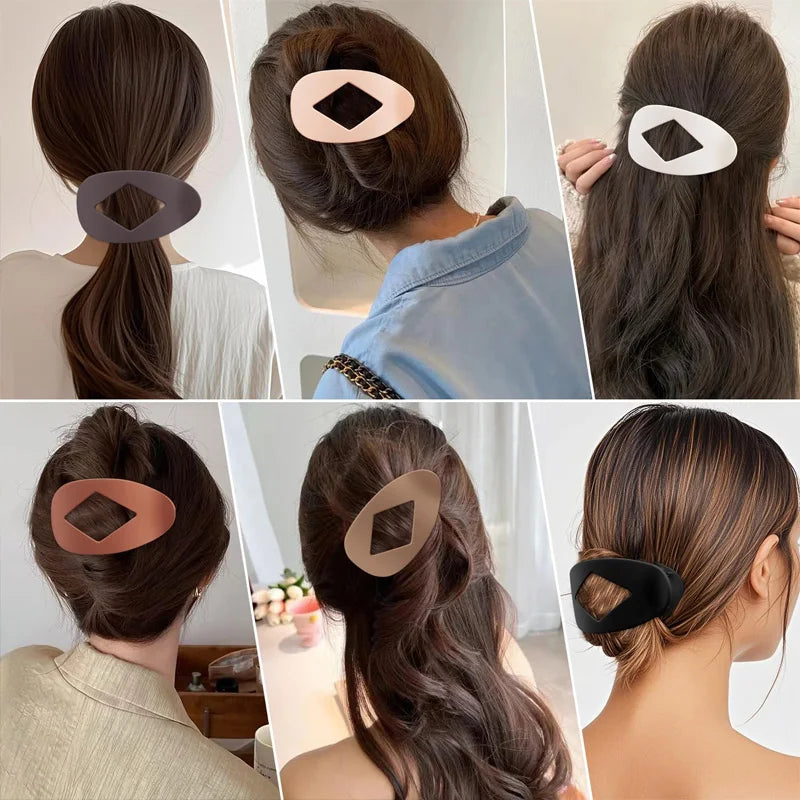 Fashion Oval Hair Claw Clip for Women New Design Leopard Matte Curved Flat Styling Barrettes Lady Ponytail Hairgrip Accessories