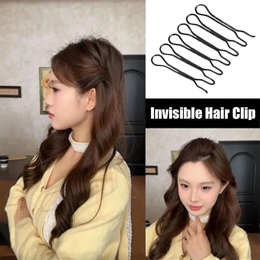 Women Invisible Broken Hair Clip Hairpin Black Acrylic Curve Needle Hair Bangs Comb Headwear for Girls Styling Hair Accessories