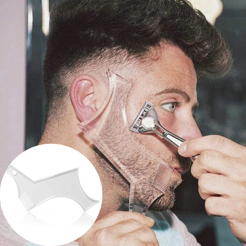 Men's Beard Comb Template Clear Ruler Styling Tool for Beard Shaping Sideburns Trimming And Contouring