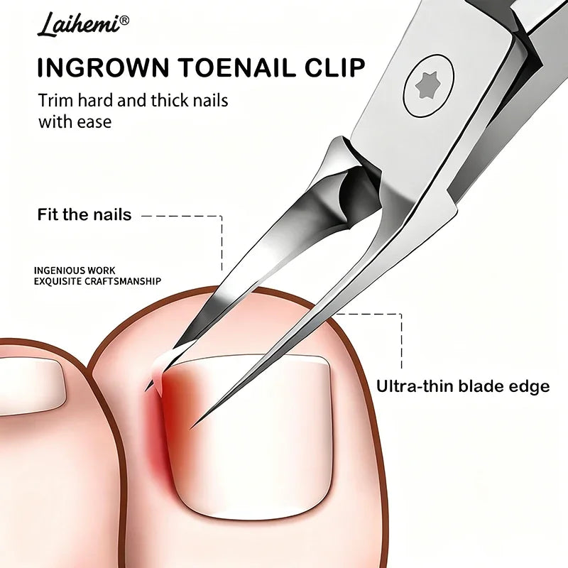 Laihemi Ingrown Toenail Clipper, 68°Slanted Ultra Sharp Stainless Steel Professional Pedicure Nipper for Thick Hard Nails