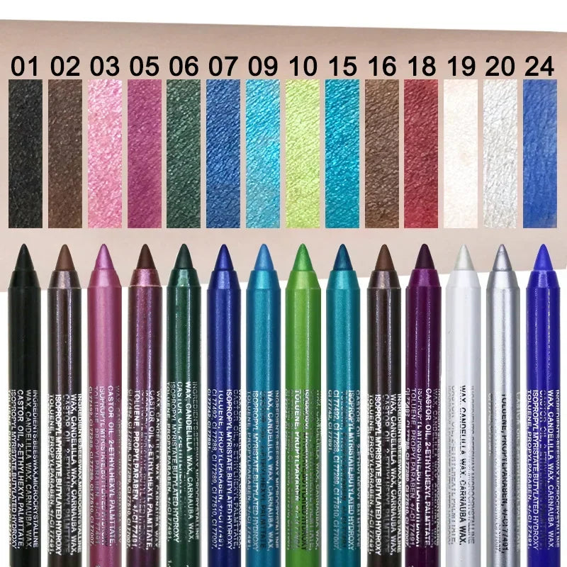 6 Color Colourful Eyeliner Pen High Pigment Pearly Shimmer Metallic Smokey Punk Gothic Eyeliner Long Lasting Waterproof