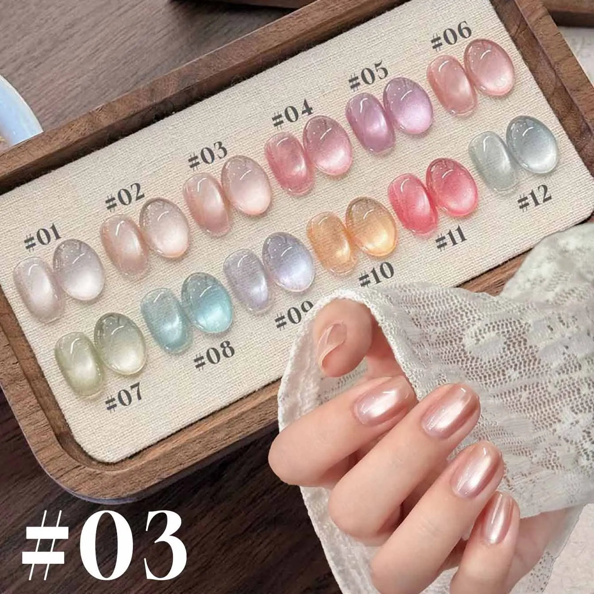 MIANEL 12ML Jiannan Bistro Cat Eye Gel Nail Polish Blue Nails White Nails Pink Nails Nail Art Use Nail Supplies 1-12pcs
