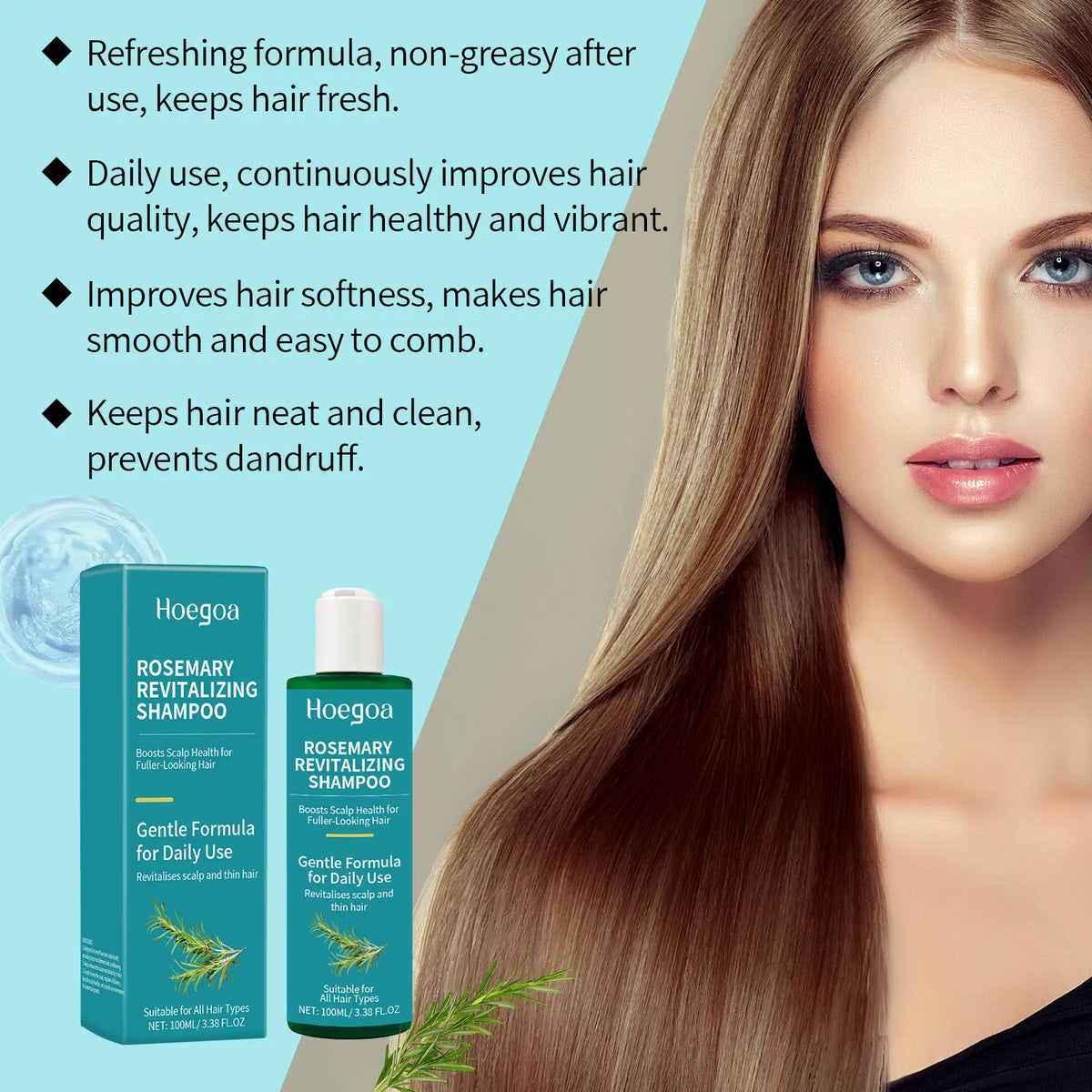 Organic Rosemary Hair Care Set Shampoo&Conditioner&Serum Nourish Strengthen Hair Roots Improve Dry Frizzy Hair Smooth Treatment