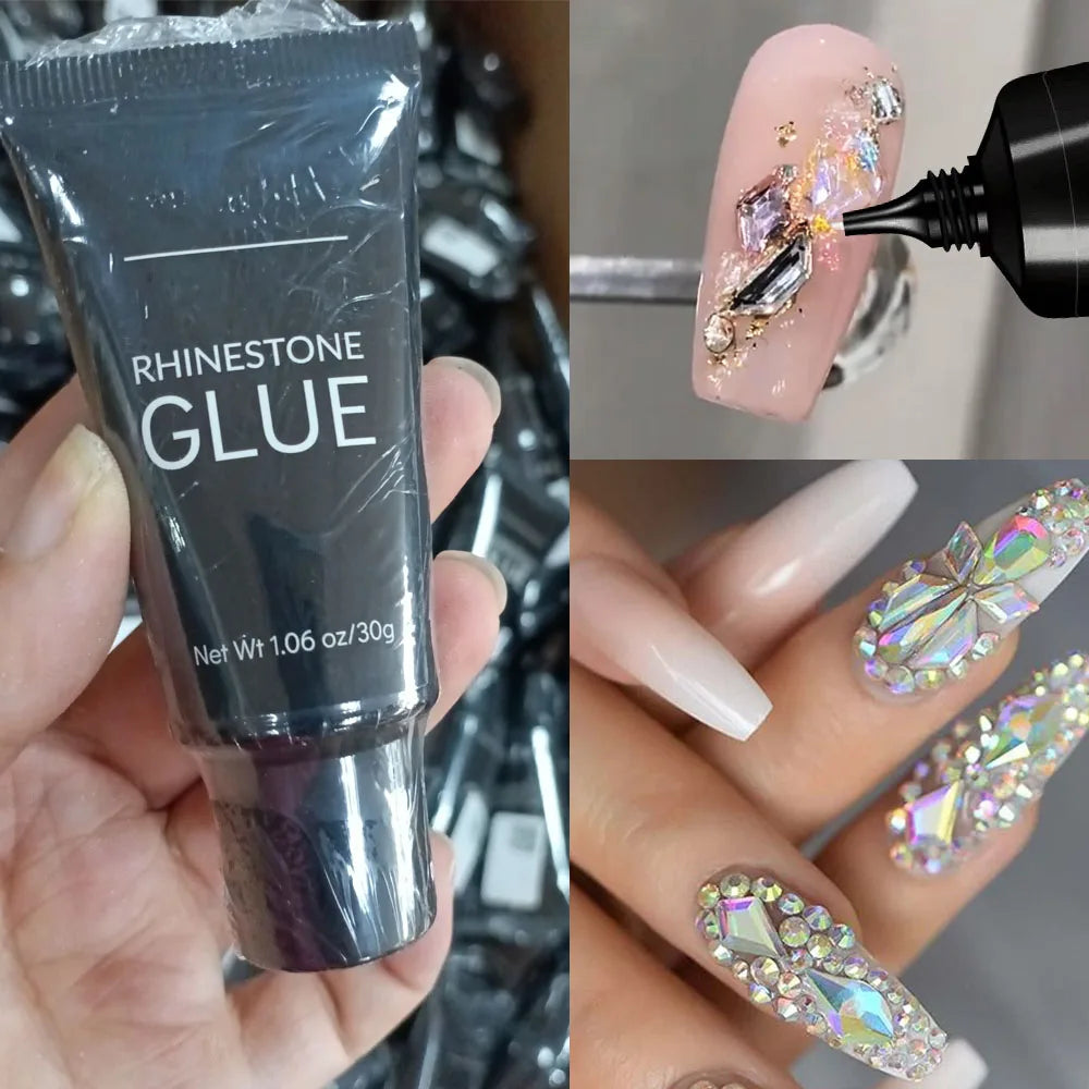 1pc Rhinestone Glue for Nails, 30g Super Strong Gel Nail Glue for Crystal Diamond Gems Nail Charms No Wipe Nail Rhinestone Glue