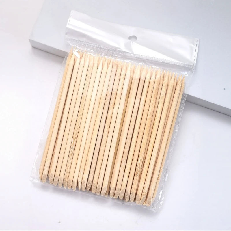 200/500/1000Pcs Nail Orange Wood Sticks Double Head Cuticle Pusher Remover Rhinestones Dotting Manicure Pedicure Care Tools