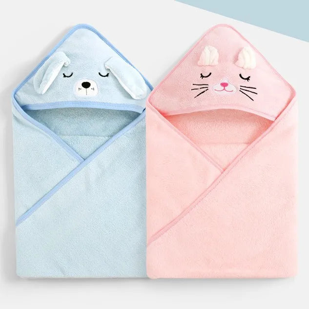 PANGDUBE Baby Hooded Towel Cartoon Animal Coral Velvet Fast Absorbent Soft Newborn Toddler Bathrobe Swaddle Wrap Kids Gift