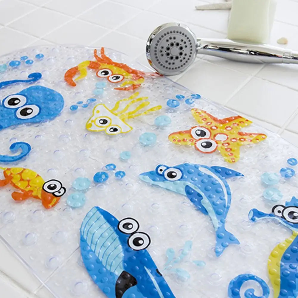 Soft Cartoon PVC Kids Anti Slip Bath Mat Non Skid Safety With Sucker Shower Mat Massage Bathtub Mats Pad