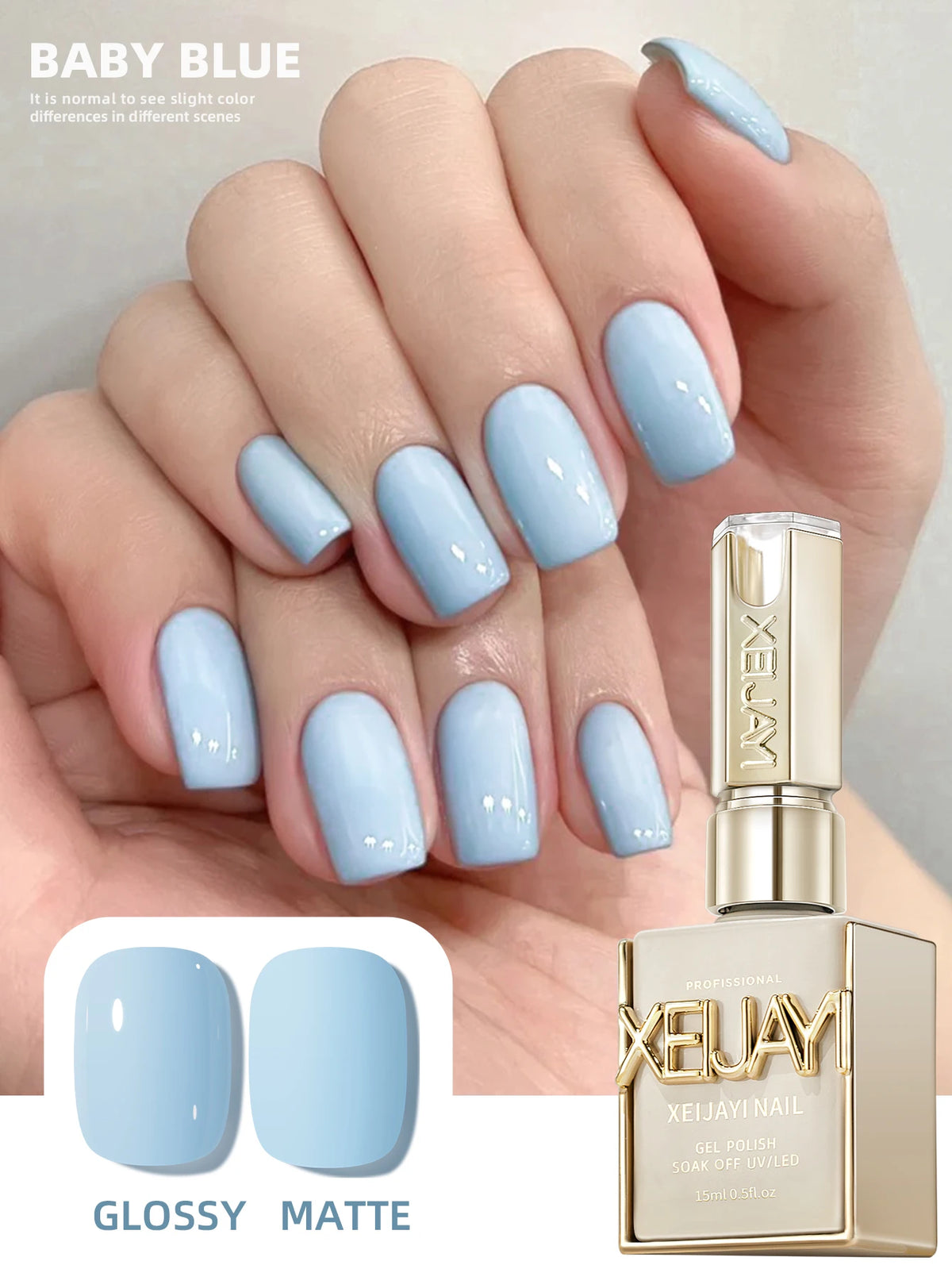 1pc 15ml Baby Blue Gel Nail Polish Starter Pure Soak Off No Wipe Nail Gel Polish Suitable For All Seasons