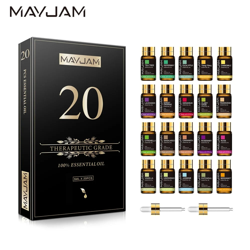 MAYJAM 35PCS 28PCS 20PCS Essential Oils Gift Set For Humidifier Diffuser Lavender Jasmine Eucalyptus Vanilla Mint Aroma Oils
