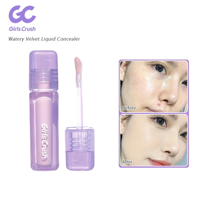 Girlscrush Liquid Concealer  Moisturizing Brightening Conceal Pore Watery Velvet Longlasting Cover Red Streaks Face Oily Skin
