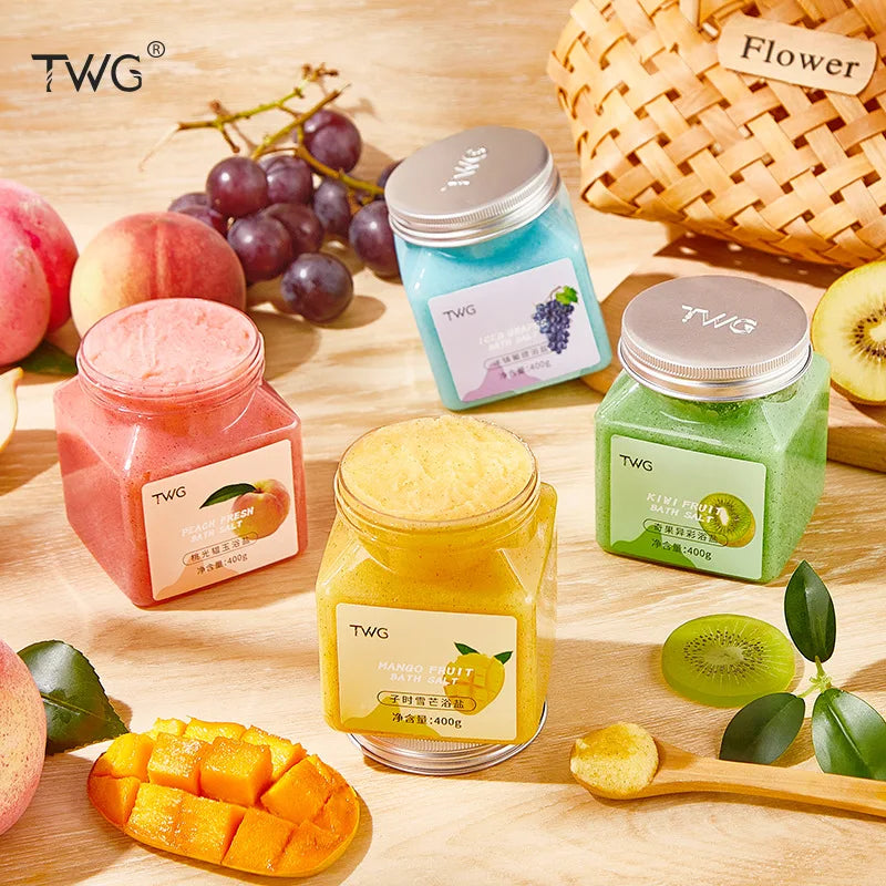Male and female specific fruit scented bath salt body scrub, deep cleansing, moisturizing, exfoliating foot bath salt bath salt