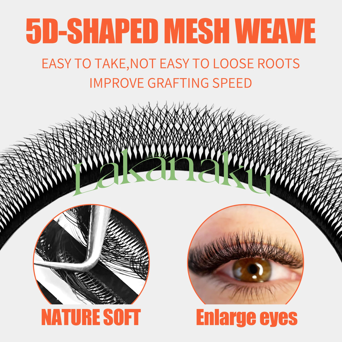 LAKANAKU 5D W Shaped L M Curl Cilios 5DW Clover Russian Eyelashes Extension Angle W Shape Mink Lashes Volume Lashes Extension