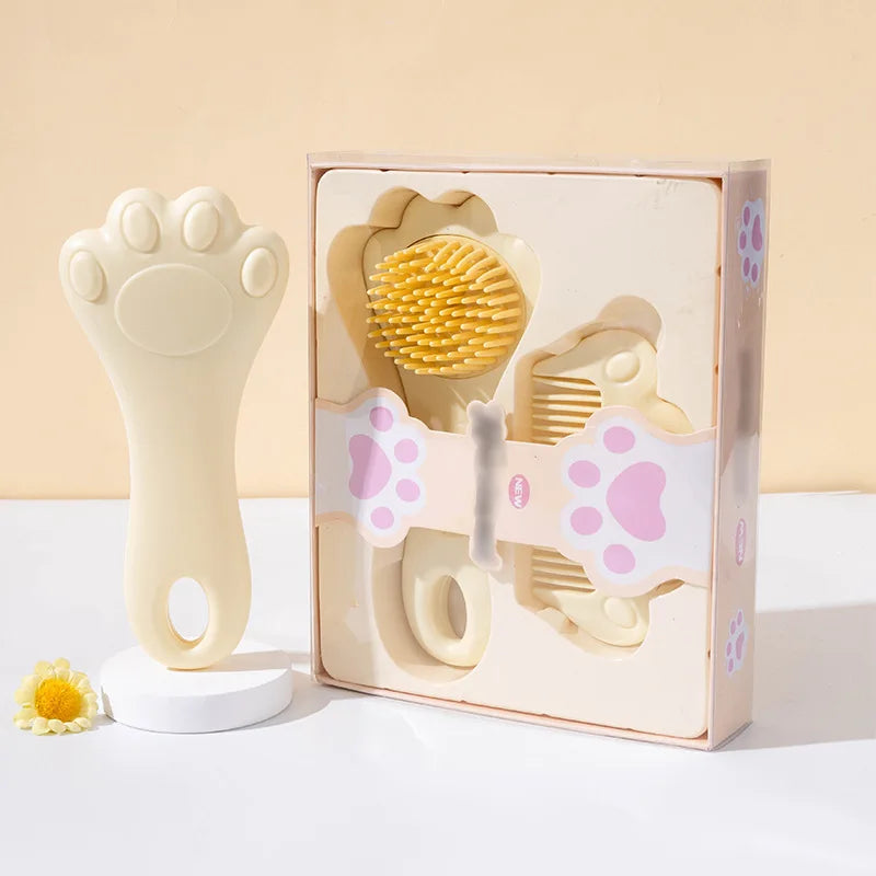 Cat Claw-Shaped Baby Hair Wash Brush Set (2 Pcs) - Soft Bristles Scalp Massage Comb, Gentle for Newborns & Kids, Smooth Hair.