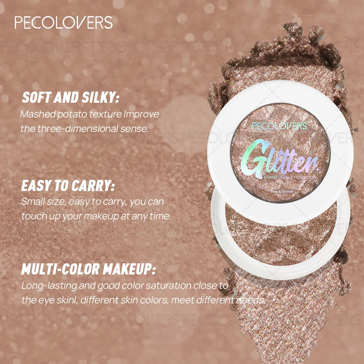1PC Chameleon Eyeshadow Powder - Vibrant Pink Highlighter, Mashed Potato Texture, Long-Lasting Shimmer