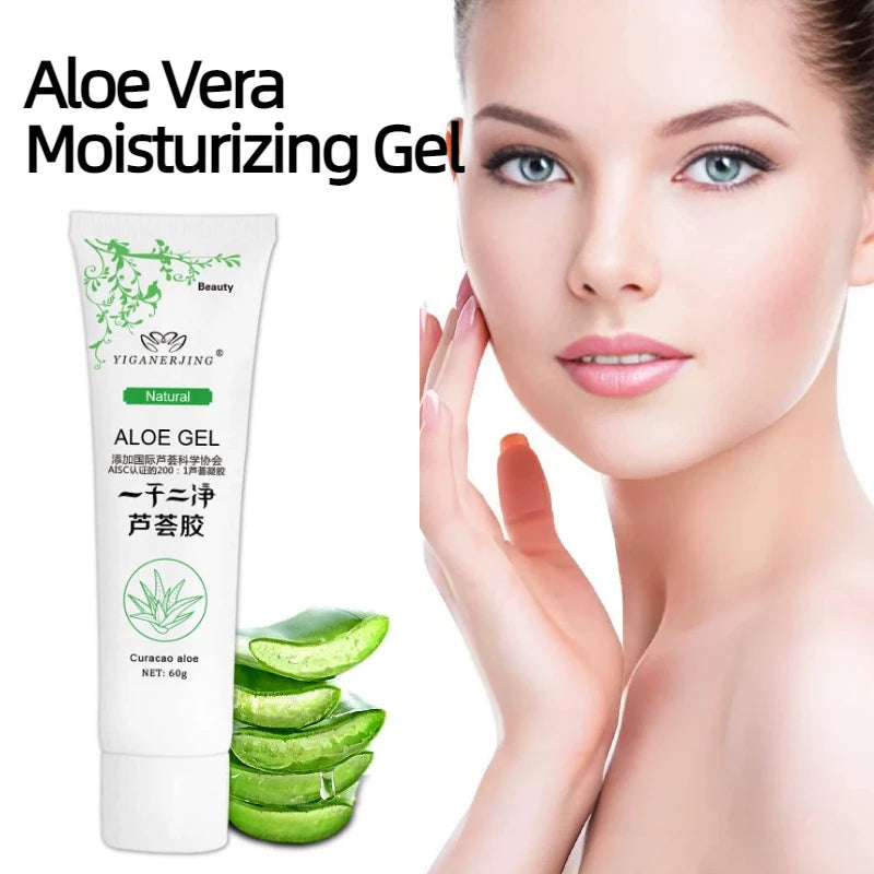 2Pc YIGANERJING Aloe Vera Gel Moisturizing Soothing After Sun Repair Oil Control Gel Deep Hydration Facial Care 60G