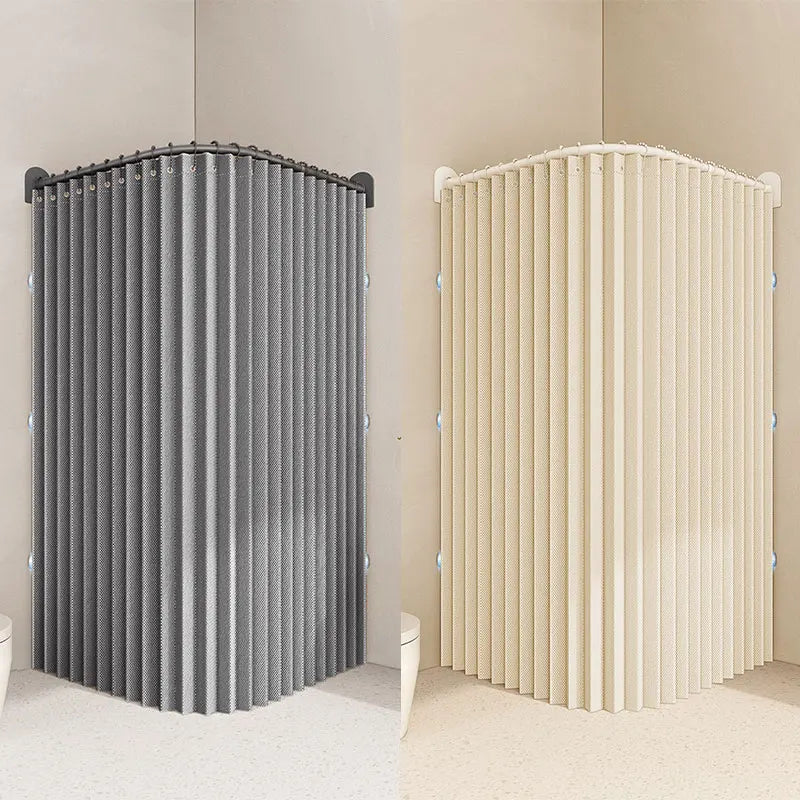 Foldable Retractable Shower Curtain, Waterproof Bath Screen, Space Saving Folding Partition for Small Tub