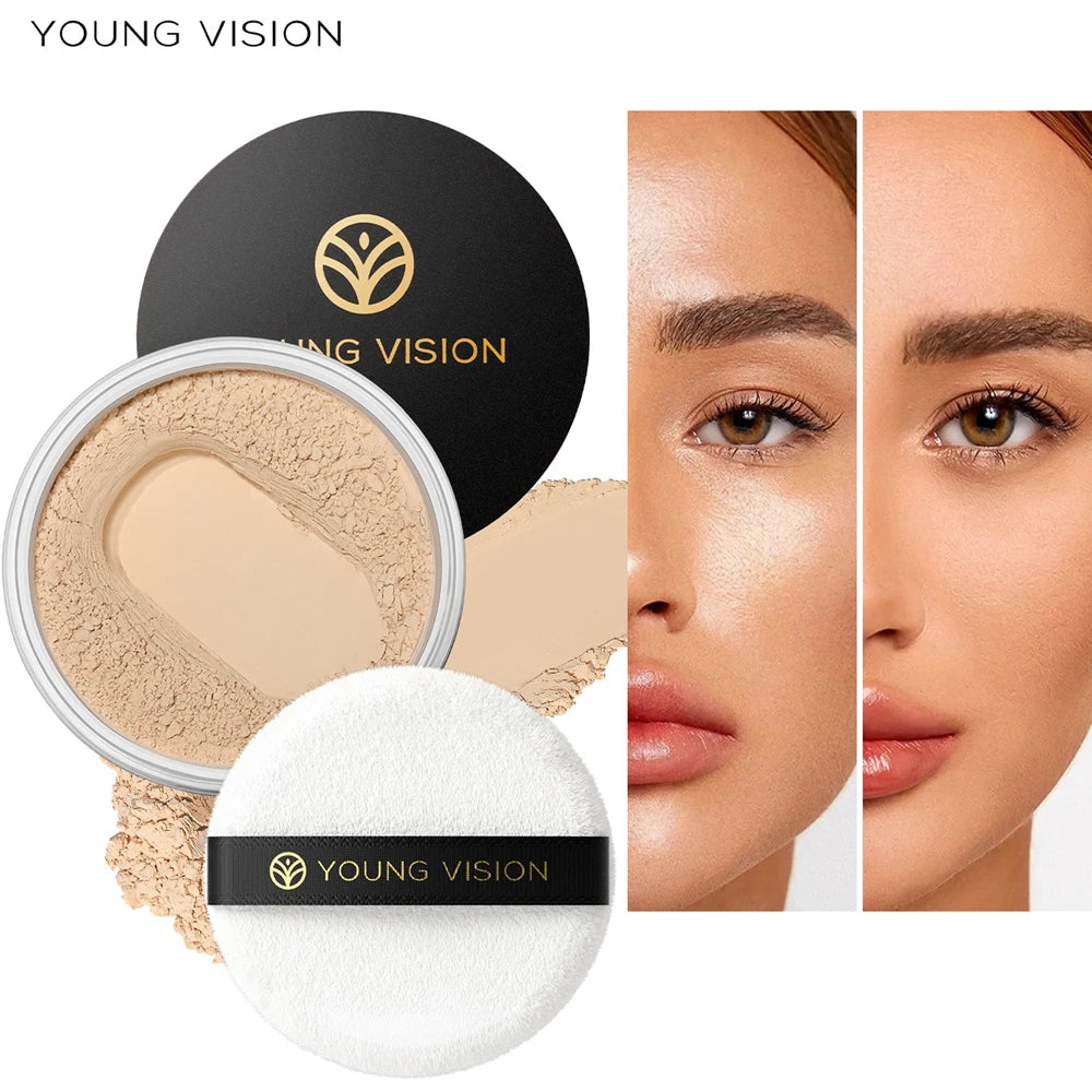 YOUNG VISION Setting Powder Loose Powder Non stick Powder, Breathable, Delicate, Matte Honey Powder with Puff