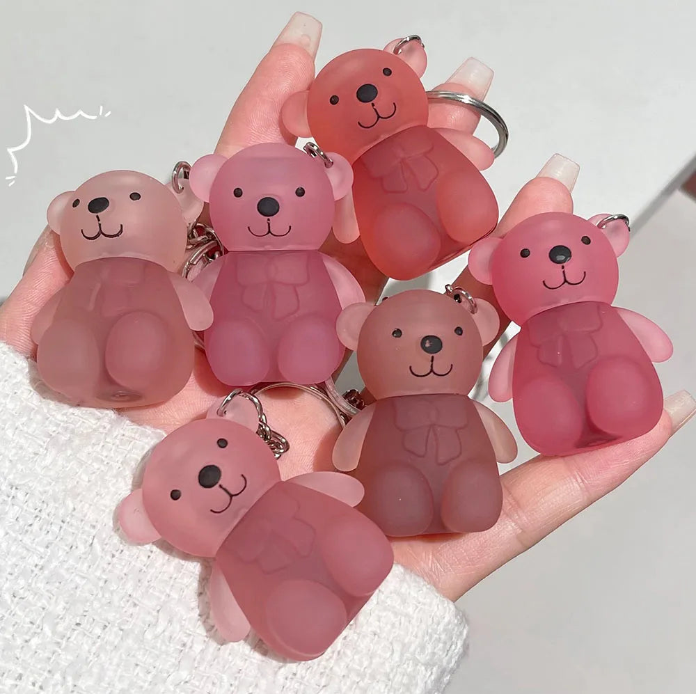 Cute Bear Velvet Lip Mud Keychain Matte Nude Red Lip Gloss Autumn Winter Non-stick Cup Lipstick Waterproof Lasting Lips Makeup