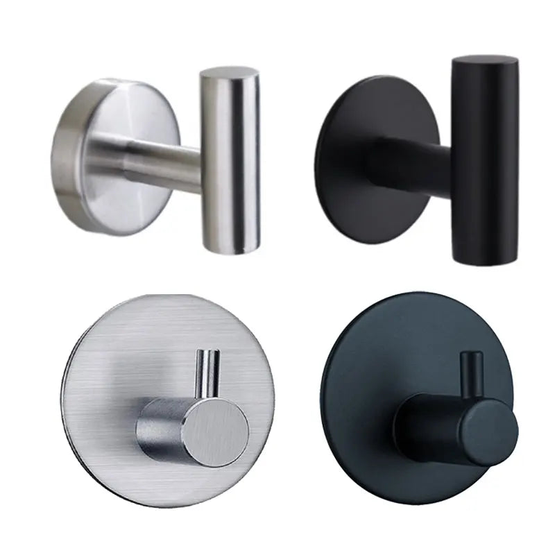 Stainless Steel Robe Hook Towel Hooks Self Adhesive Wall Coat Racks Rustproof Hook Hangers Wall Hook Kitchen Bathroom Accessory