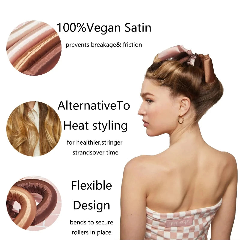 Heatless Hair Curlers Satin Curling Rod Headband No Heat Silk Curls Lazy Hair Rollers Soft Hair Curler to Sleep In Styling Tools