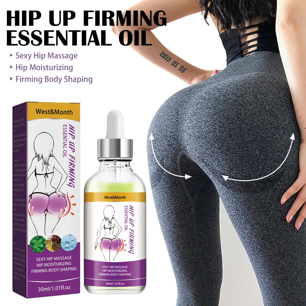 Buttock Massage Essential Oil Hip Lift up Hydrating Shaping Firming Big Ass Plumping Improve Elasticity Sexy Butt Tightening Oil