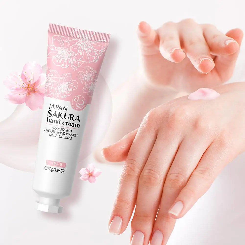 LAIKOU Sakura Hand Cream Deep Moisturizing & Restoring Hand Lotion for Dry Skin,Non-Greasy, Fast Absorbing Hand Care Cream