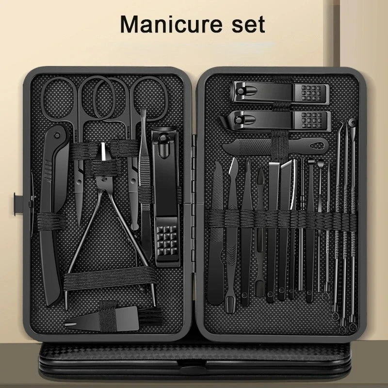 8/12/15/20/24 pcs Manicure Cutters Nail Clipper Set Household Stainless Steel EarSpoon Pedicure Scissors Tool For Beauty