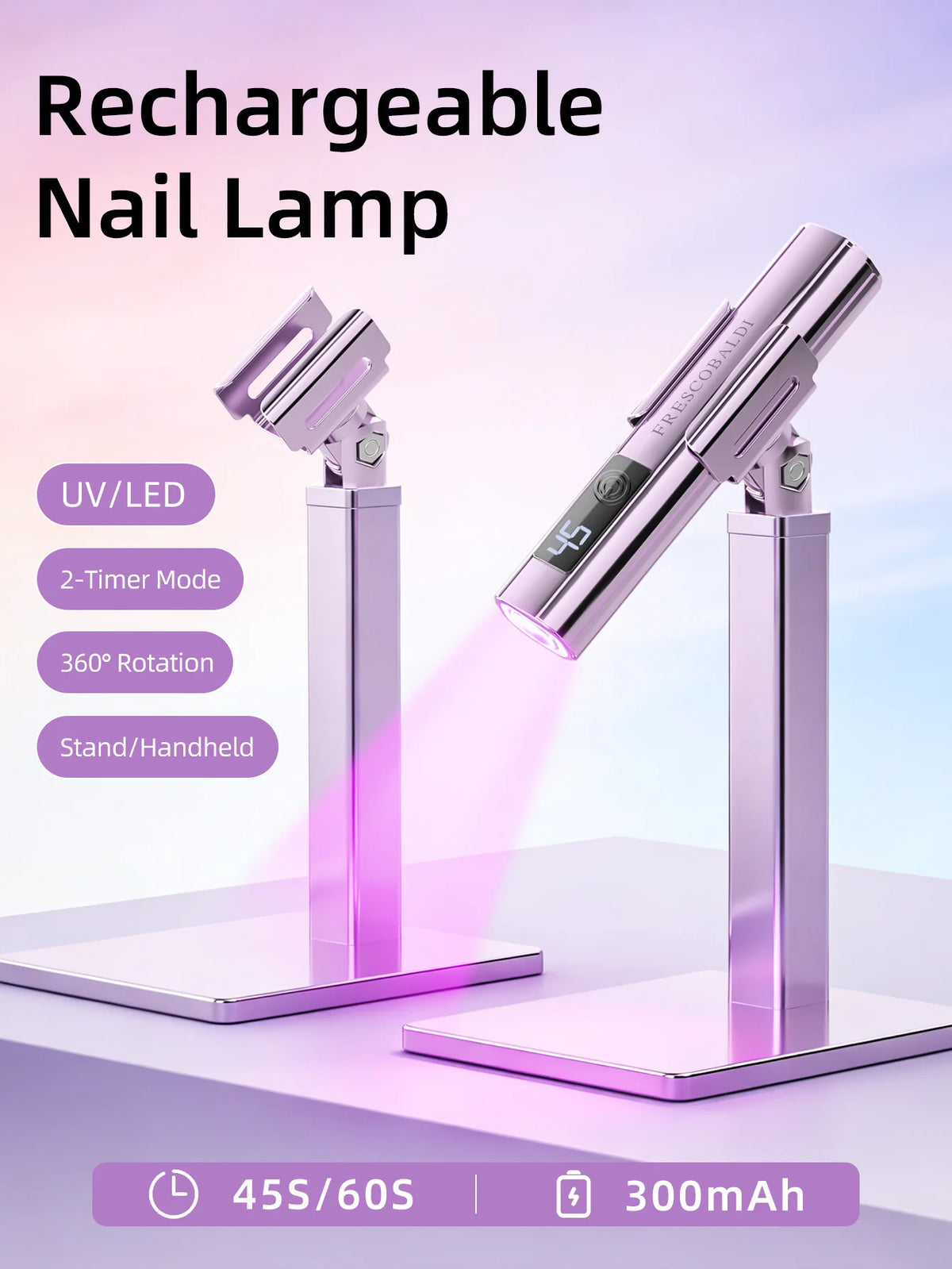 1Pc mini Screen Display Handheld Nail UV Lamp for Gel Nail Enhancement USB Battery Portable LED Nail Lamp Rechargeable Battery